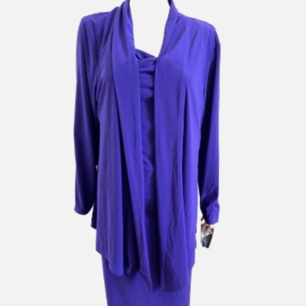 NWT R&M Richards Purple Attached Jacket & Dress Size 18